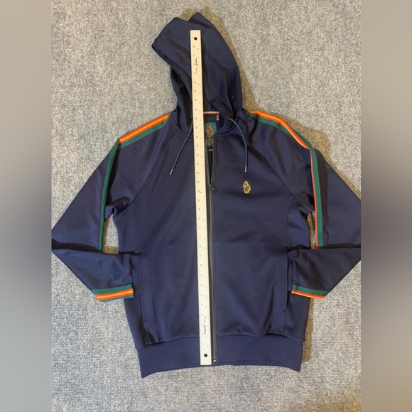 Mens Jacket Luke 1977 Hoodie  Retro Striped Sleeves in Navy Size L - Picture 8 of 11